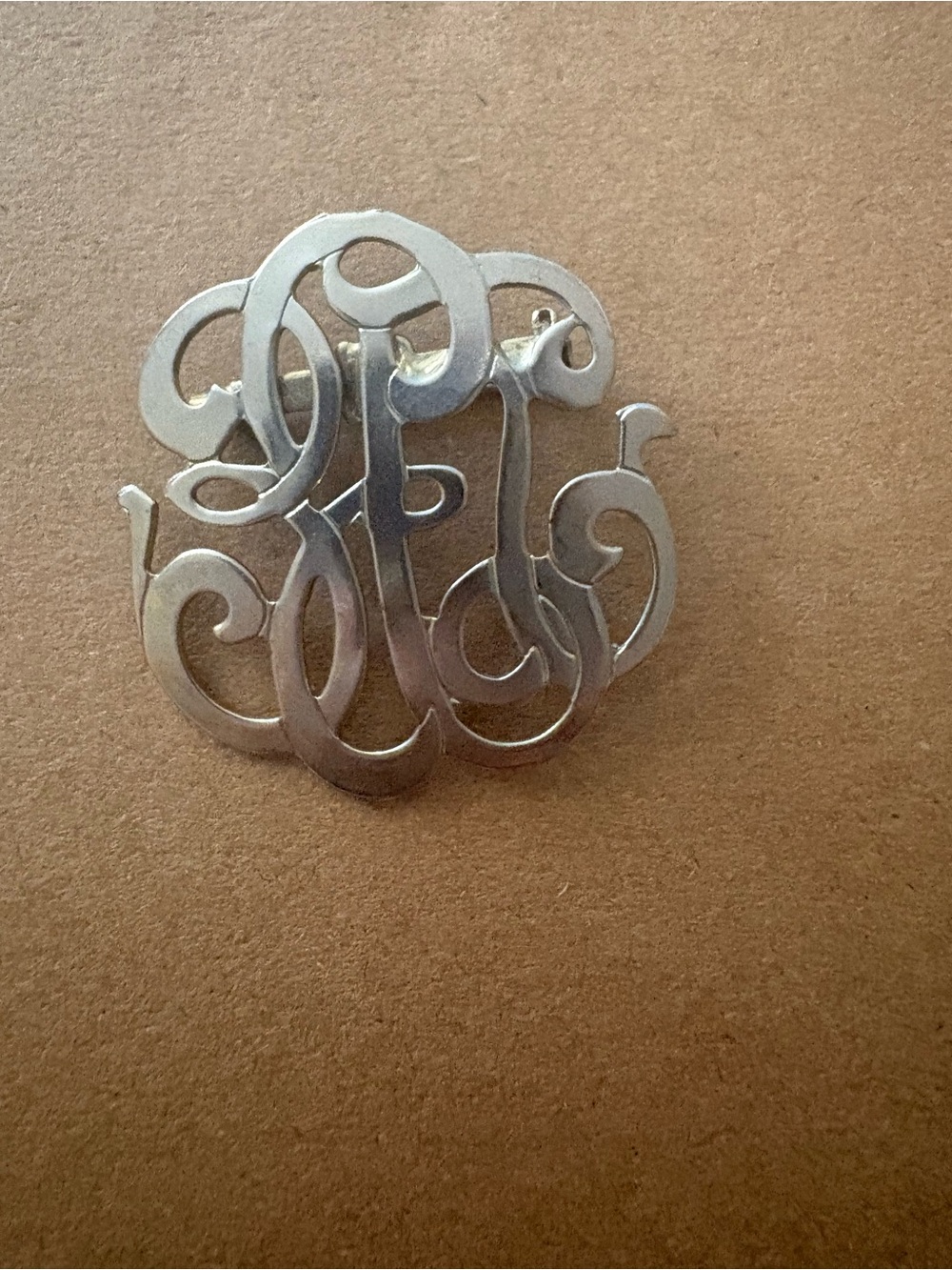 Silver Script Monogram Vintage Broach